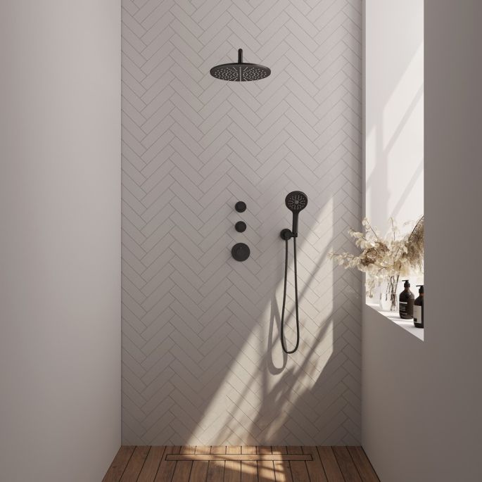Brauer Edition 5-S-077 thermostatische inbouw regendouche SET 10 mat zwart