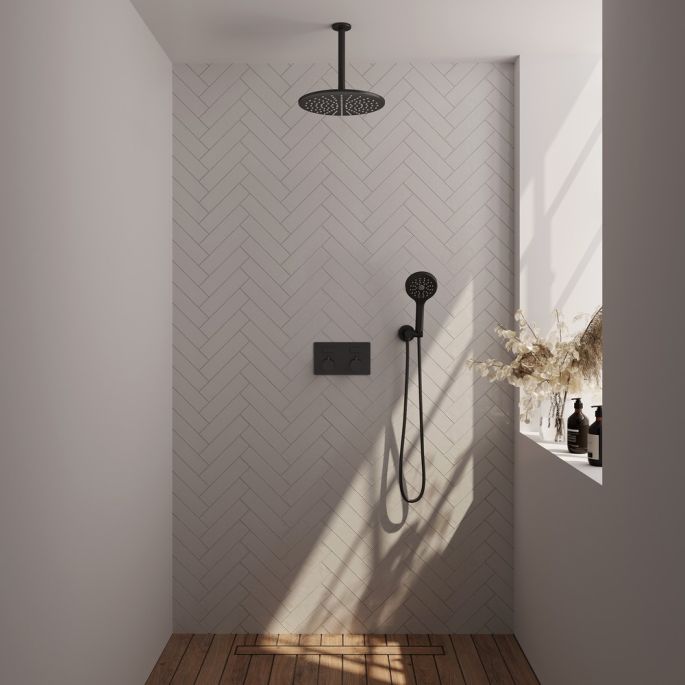 Brauer Edition 5-S-171 thermostatische inbouw regendouche met drukknoppen SET 60 mat zwart