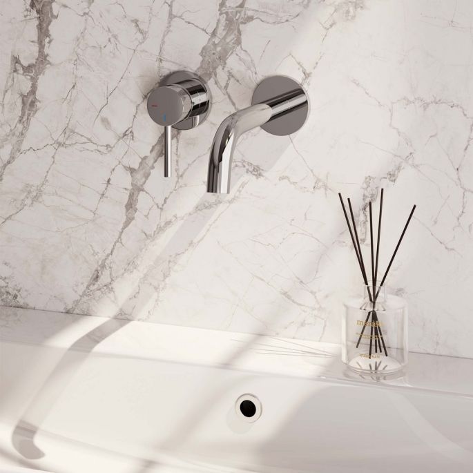 Brauer Edition 5-CE-083 inbouw wastafelmengkraan met gebogen uitloop en rozetten model A2 chroom