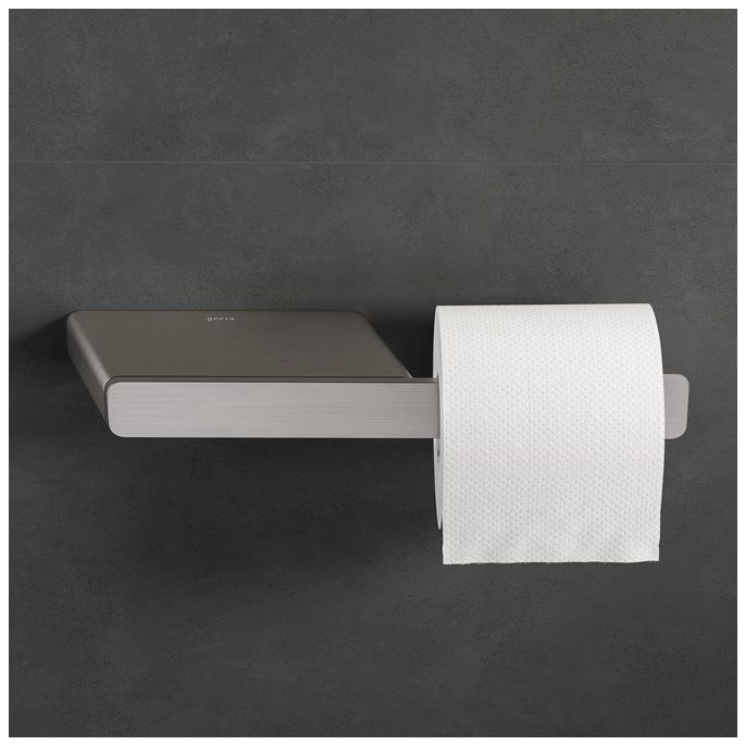 Geesa Shift Brushed Stainless Steel 919924-05 toiletrolhouder zonder klep met planchet RVS geborsteld