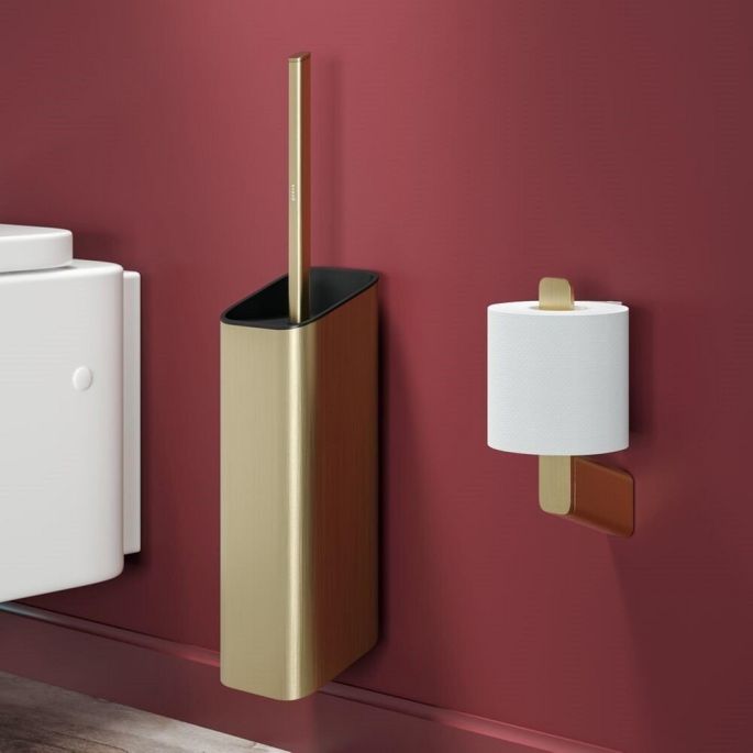 Geesa Shift Gold Brushed 919911-07-06 toiletborstel met houder muurbevestiging geborsteld goud