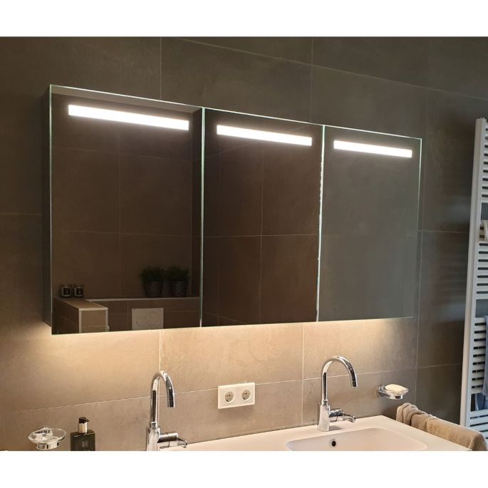 Hipp Design SPK 52140 luxe spiegelkast met horizontale LED banen en indirecte LED onder 140x70x14cm