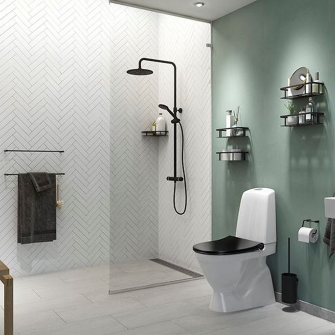 Pressalit Choice Q40850 toiletborstelgarnituur voor wandmontage mat zwart