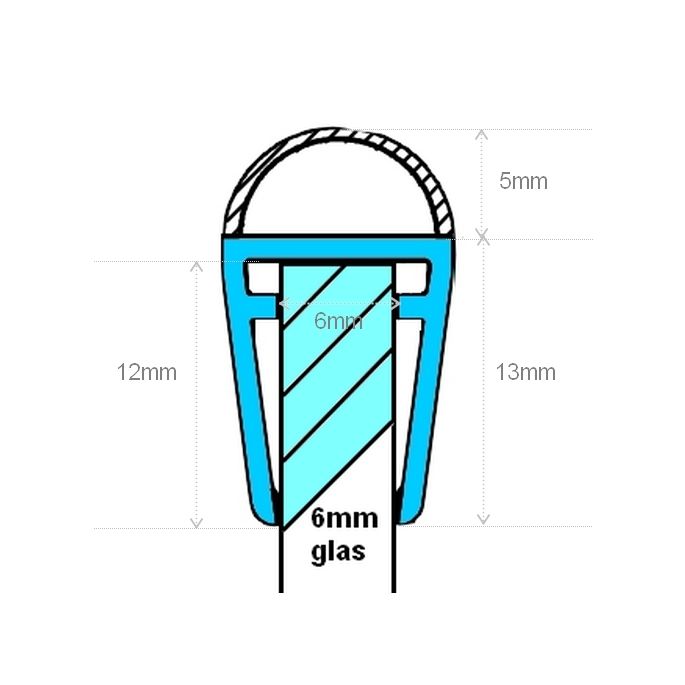 Exa-Lent Universal DS062006 - G06057005200 helder doucheprofiel 1 balgje van 5mm (bolletje) 200cm - 6mm