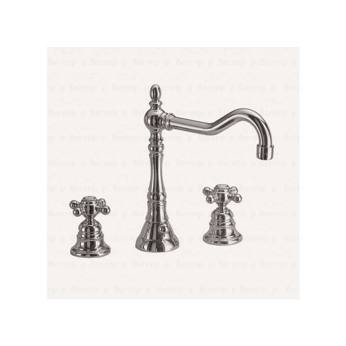 Fima Carlo Frattini Elizabeth F5081SN 3 gats wastafelkraan 2-greeps geborsteld nikkel