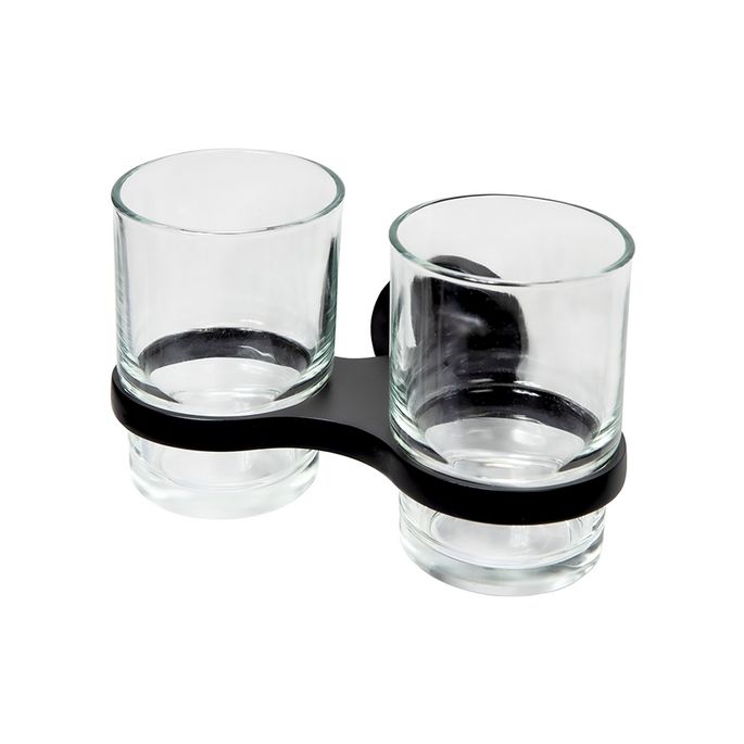 Haceka Aspen 1209517 dubbele glashouder helder glas/ mat zwart