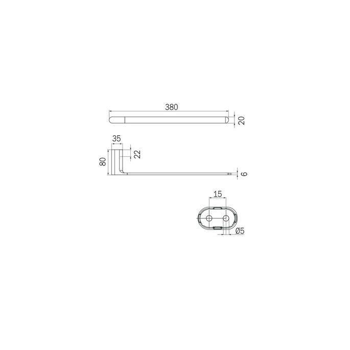 Inda Mito 2000 A2018MCR handdoekhouder voor meubel 38 cm chroom