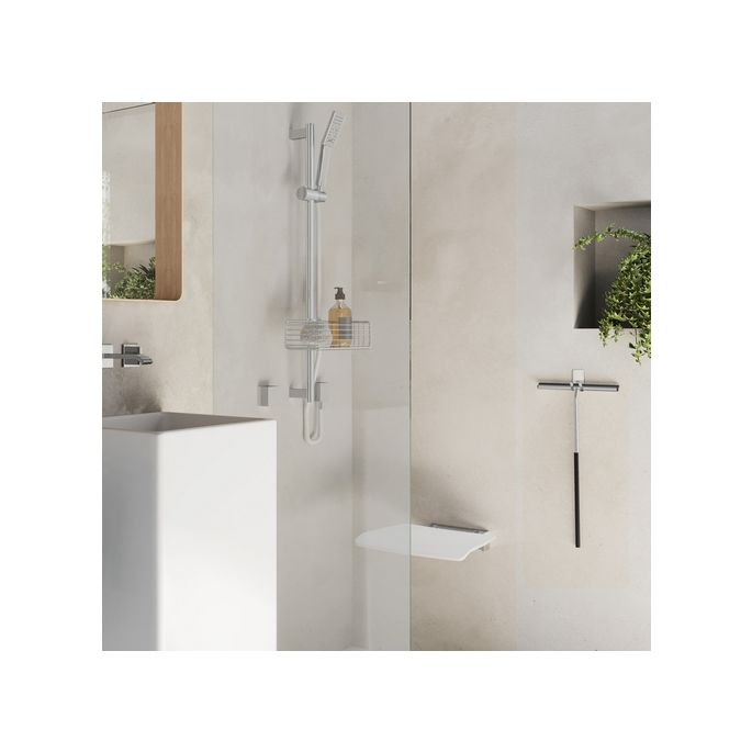 Smedbo Sideline DK2165 douchewisser extra lang handvat met zelfklevende houder verchroomd edelstaal