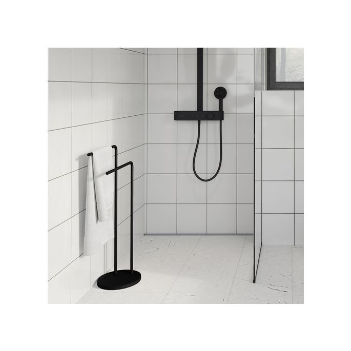 Smedbo Beslagsboden BB1231 vrijstaande dubbele handdoekhouder 40cm mat zwart