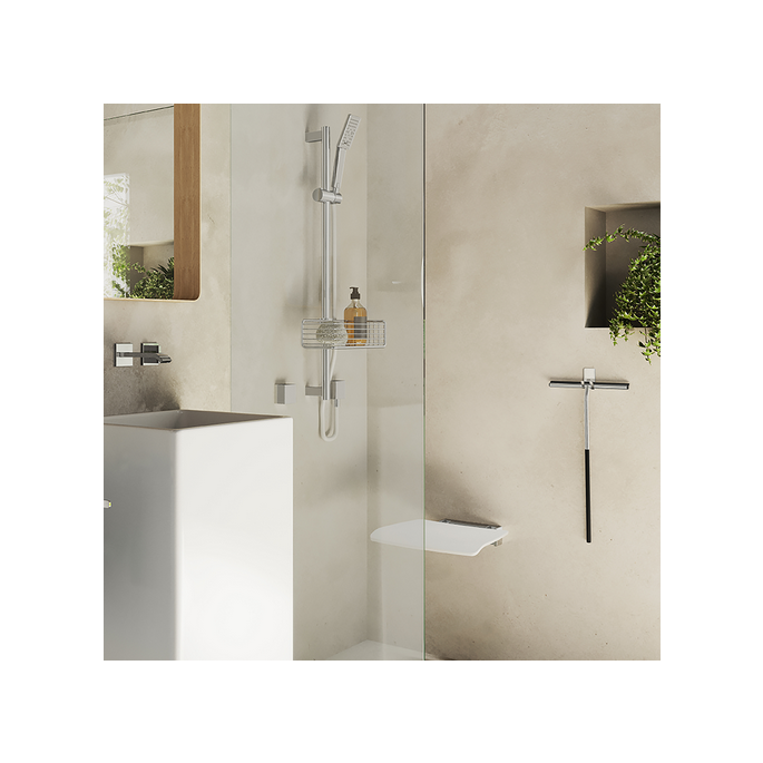 Smedbo Living Basic FK404 douchezitting opklapbaar wit met chroom