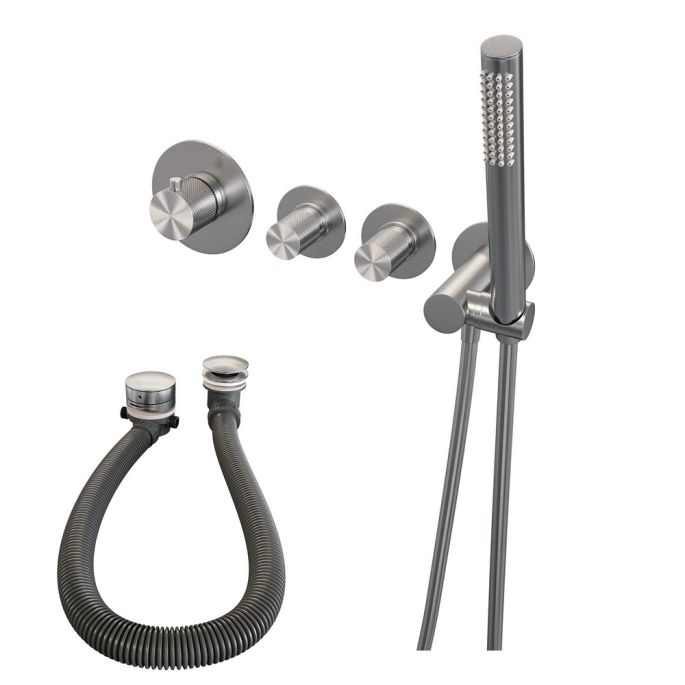 Brauer Carving 5-NG-095 thermostatische inbouw badkraan SET 01 RVS geborsteld PVD