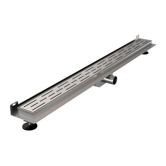 Brauer DR-SRFW90NG douchegoot met standaard rooster en flens voor wandmontage 7 x 90cm RVS geborsteld