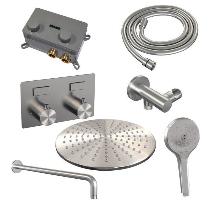 Brauer Edition 5-NG-169 thermostatische inbouw regendouche met drukknoppen SET 58 RVS geborsteld PVD