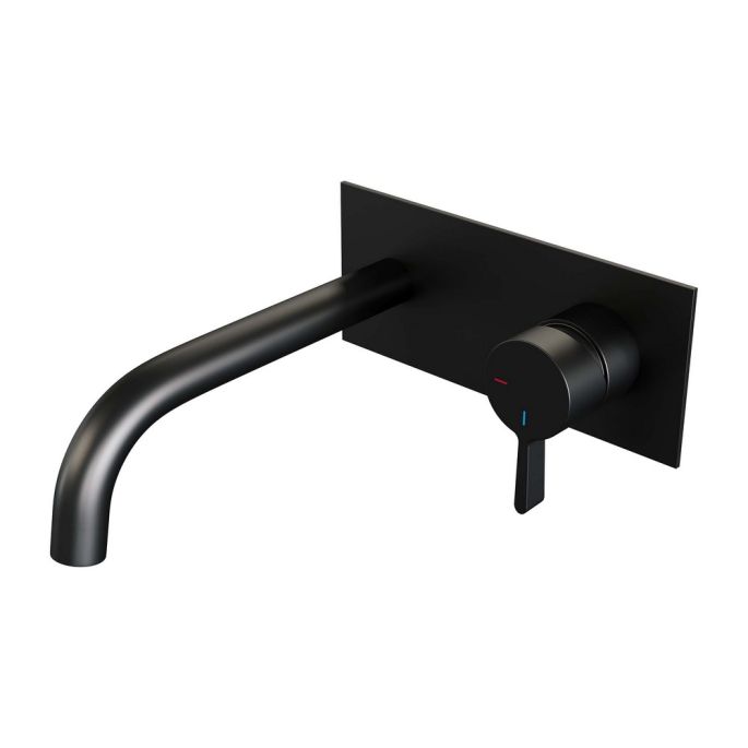 Brauer Edition 5-S-004-B1 inbouw wastafelmengkraan met gebogen uitloop en afdekplaat model E1 mat zwart