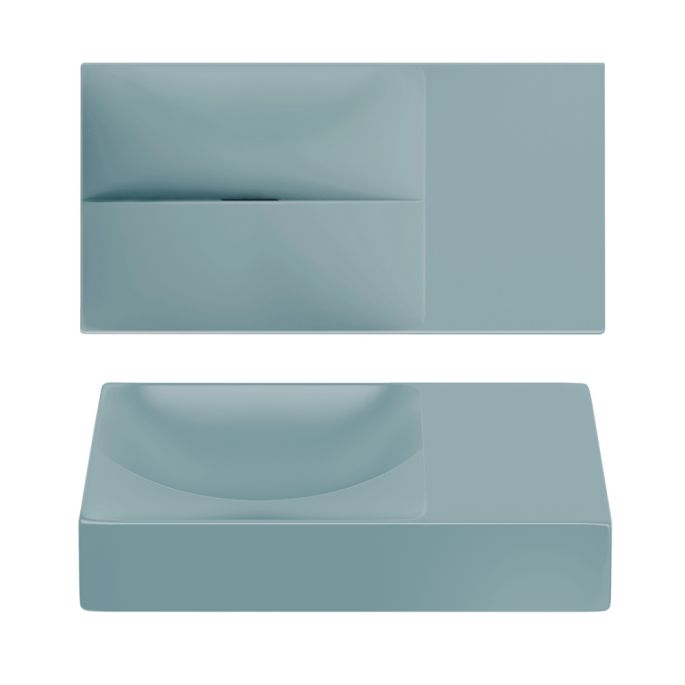 Clou Vale CL0338161R fontein 38x19cm zonder kraangat rechts mat blauw keramiek