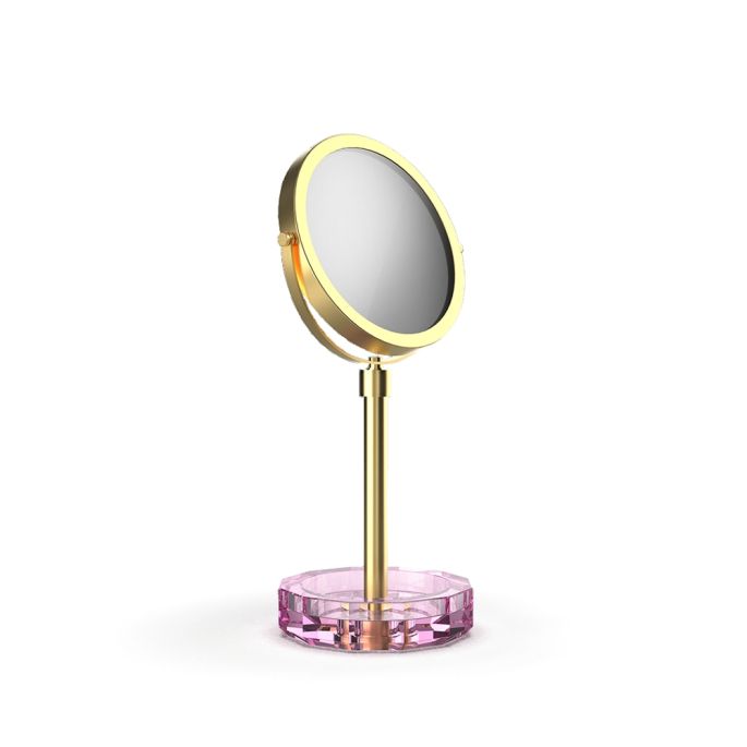 Decor Walther Crystal 0941961 KR KSA vergrootspiegel 1x en 5x pink crystal/ mat goud