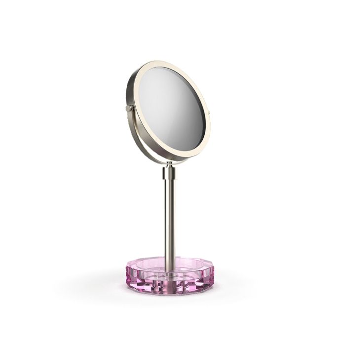 Decor Walther Crystal 0942061 KR KSA vergrootspiegel 1x en 5x pink crystal/ geborsteld nikkel