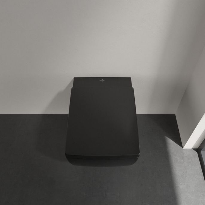 Villeroy en Boch Memento 2.0 8M24S1R7 toiletzitting met deksel Pure Black