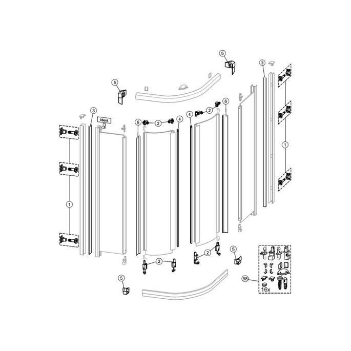 Huppe 1002, 054607 set wieltjes en geleiders *niet meer leverbaar*