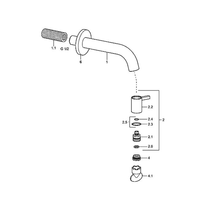 Hansa Nova Style 50868101 tapkraan wand chroom