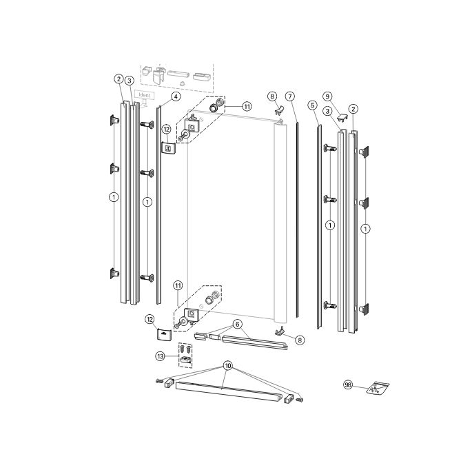 Huppe 1002, 054219 dichtstrip scharnierzijde