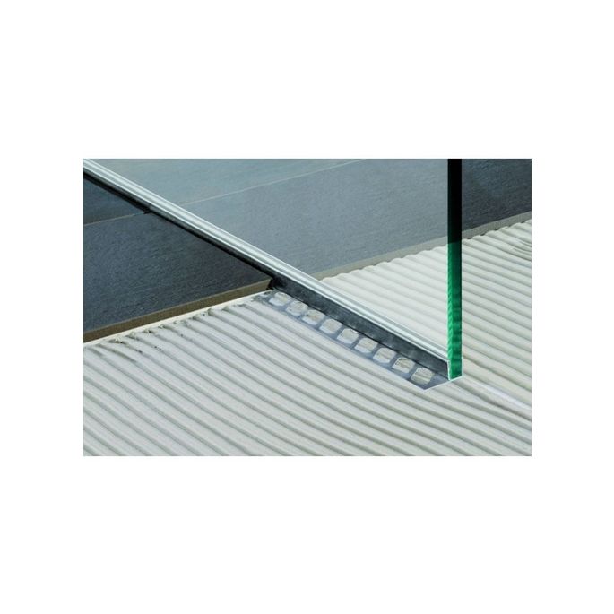 Blanke Aqua Keil Glas 193280B098L glas afsluitprofiel 980x34mm links RVS geborsteld