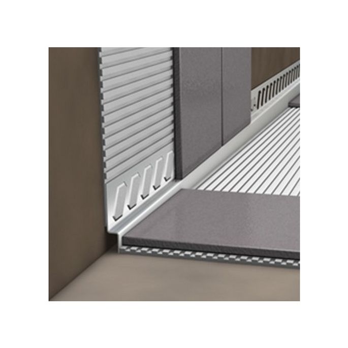 Blanke Aqua Keil Wand 846280B125L (8505) afsluitprofiel 1480x12,5x32mm links RVS geborsteld