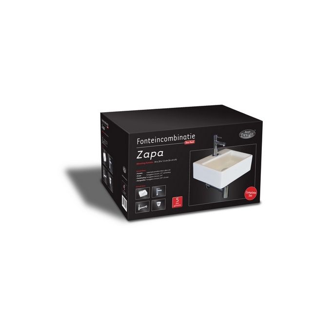 San4U 2501035 One Pack Zapa fonteinset wit keramiek/ chroom