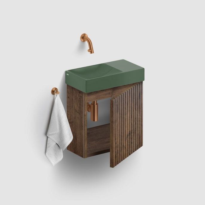 Clou Verti CL07106703664R fonteinonderkast met geribbelde deur, donker eiken, rechts