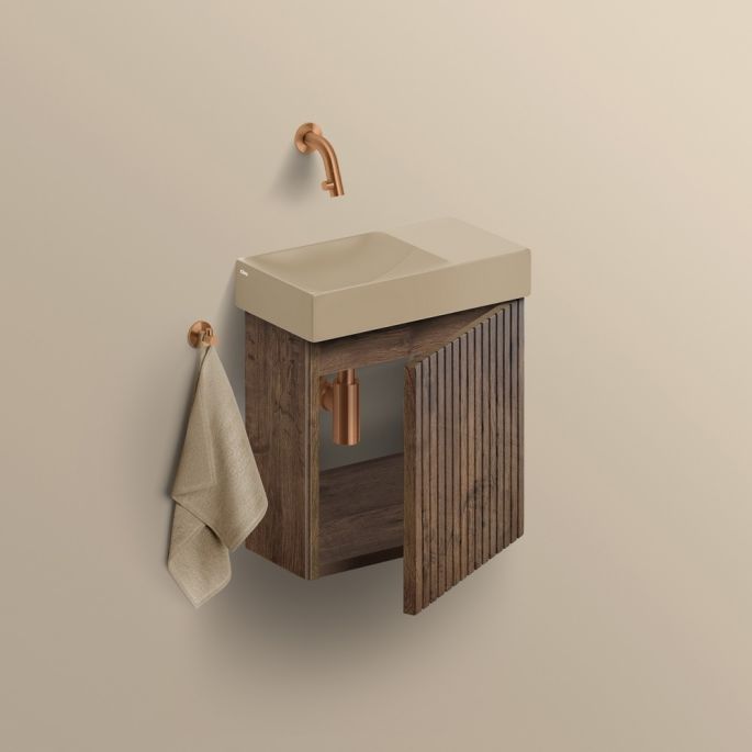 Clou Verti CL07106703664R fonteinonderkast met geribbelde deur, donker eiken, rechts