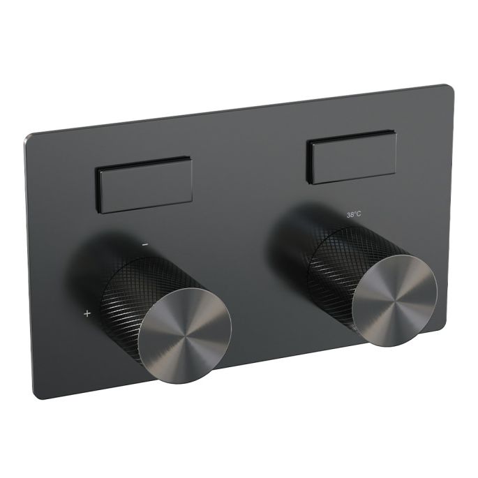 Brauer Carving 5-GM-188 thermostatische inbouw regendouche met drukknoppen SET 53 gunmetal geborsteld PVD