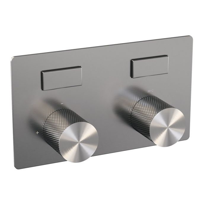 Brauer Carving 5-NG-206 thermostatische inbouw regendouche met drukknoppen SET 71 RVS geborsteld PVD
