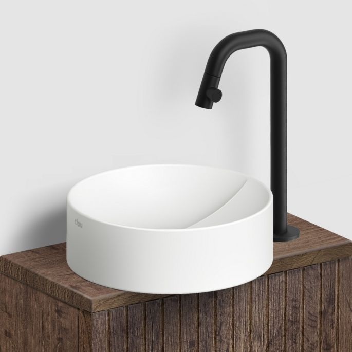 foto 2 Clou Kaldur CL060500521R staande fonteinkraan met korte uitloop, hoge versie, mat zwart