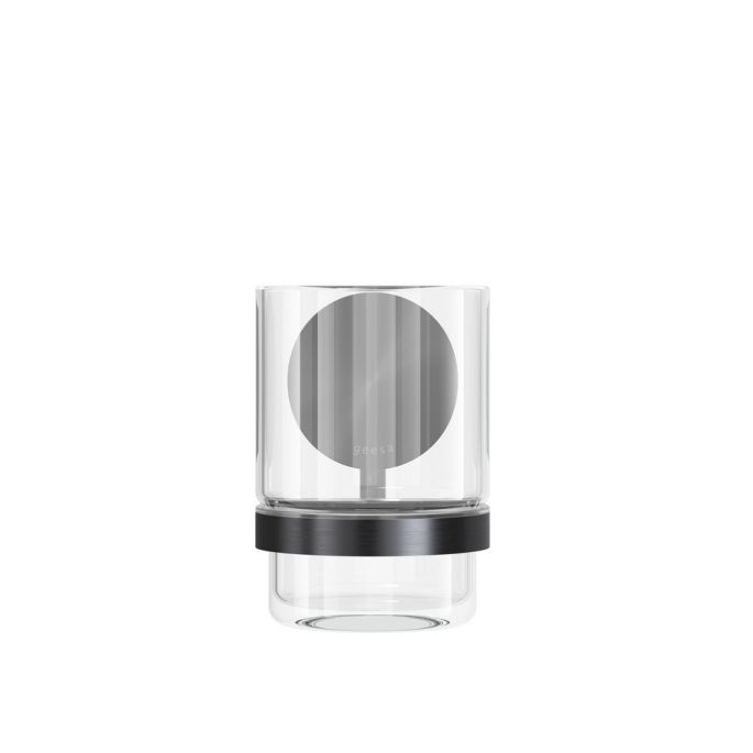 Geesa Opal Brushed Metal Black 917202-09 glashouder met glas zwart metaal geborsteld