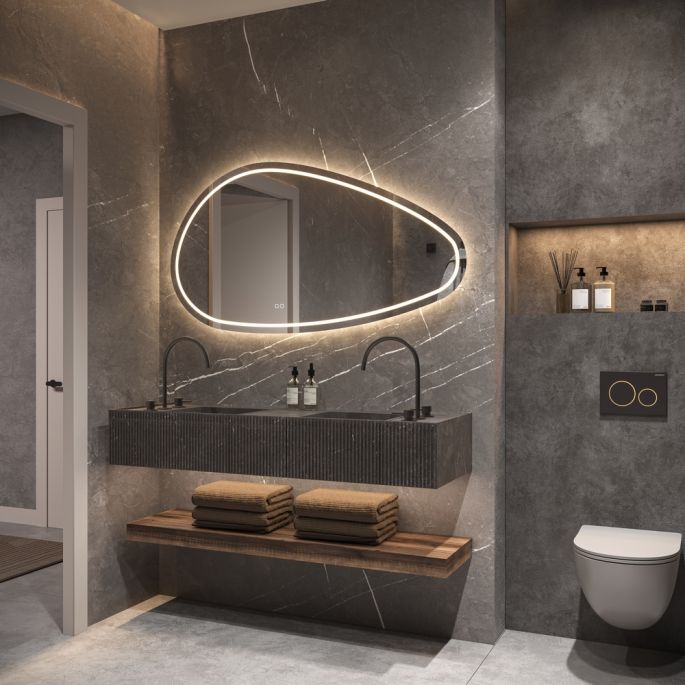 Phantom Mirrors Serie 010 010.140.75 organische LED spiegel, 140x75 cm met directe en indirecte led rondom