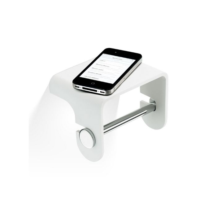 Decor Walther 0974555 Stone TPH4 toiletrolhouder wit/ RVS geborsteld