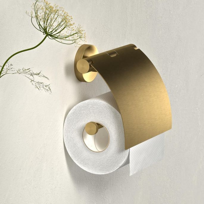 Geesa Nemox Brushed Gold 916508-07 toiletrolhouder met klep goud geborsteld