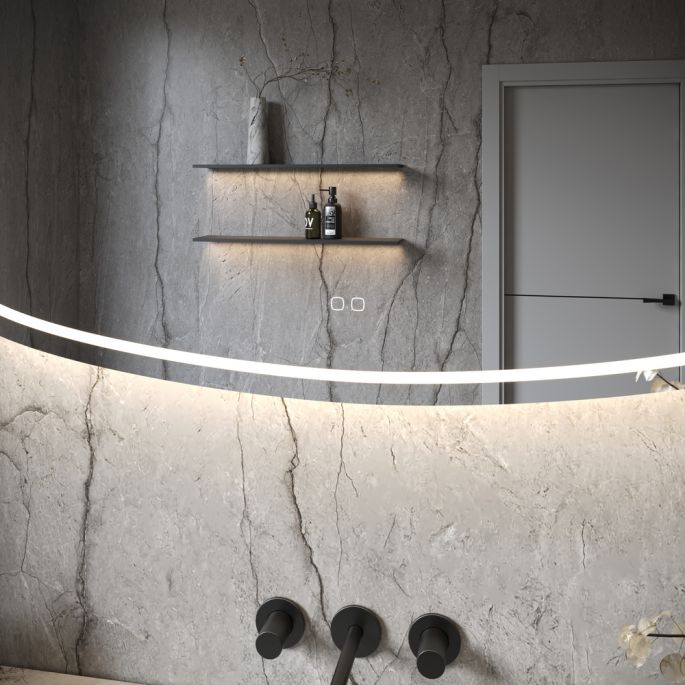 Phantom Mirrors Serie 007 007.140.74 Deens ovale LED spiegel, 140x74 cm met directe en indirecte led rondom