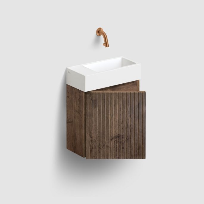 Clou Verti CL07106703664L fonteinonderkast met geribbelde deur, donker eiken, links