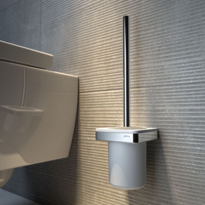 Geesa Frame 918811-02 toiletborstel met houder (witte borstelkop) chroom/ wit