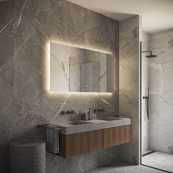 Phantom Mirrors Serie 001 001.140.70 rechthoekige LED spiegel, 140x70 cm met directe en indirecte led rondom