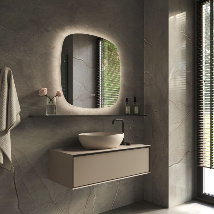 Phantom Mirrors Serie 006 006.80.80 Deens ovale LED spiegel, 80x80 cm met directe en indirecte led rondom