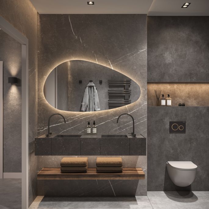 Phantom Mirrors Serie 010 010.100.65 organische LED spiegel, 100x65 cm met directe en indirecte led rondom