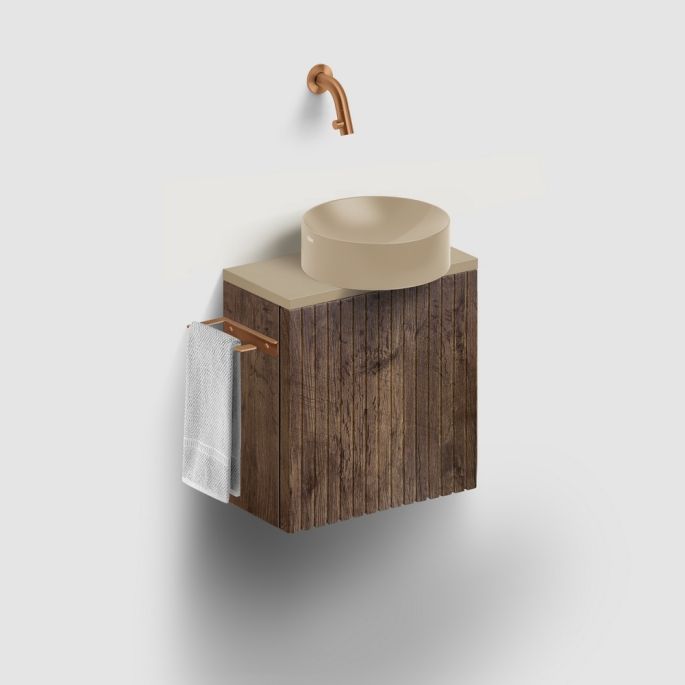 Clou Verti CL07106703664R fonteinonderkast met geribbelde deur, donker eiken, rechts