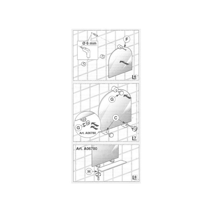 Inda Hotellerie A06780CR spiegelklem + planchetdrager chroom (set van 2 stuks) (OUTLET)