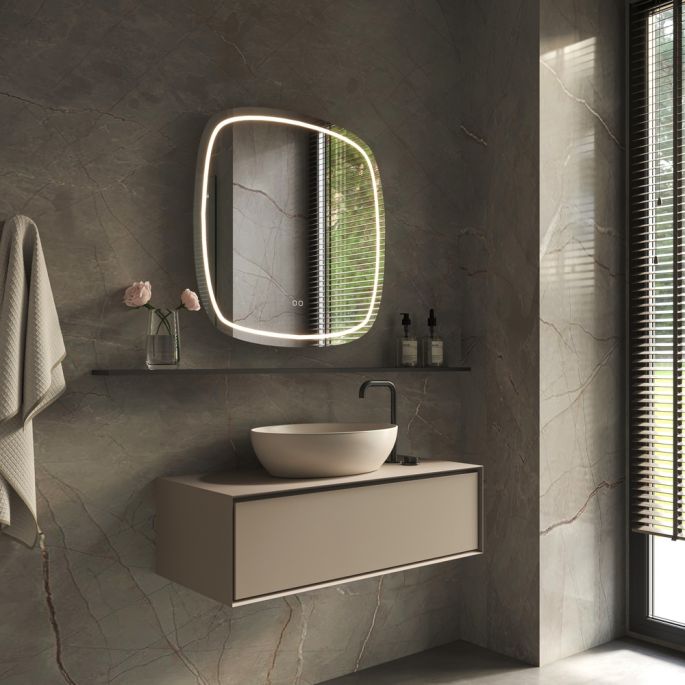 Phantom Mirrors Serie 006 006.80.80 Deens ovale LED spiegel, 80x80 cm met directe en indirecte led rondom