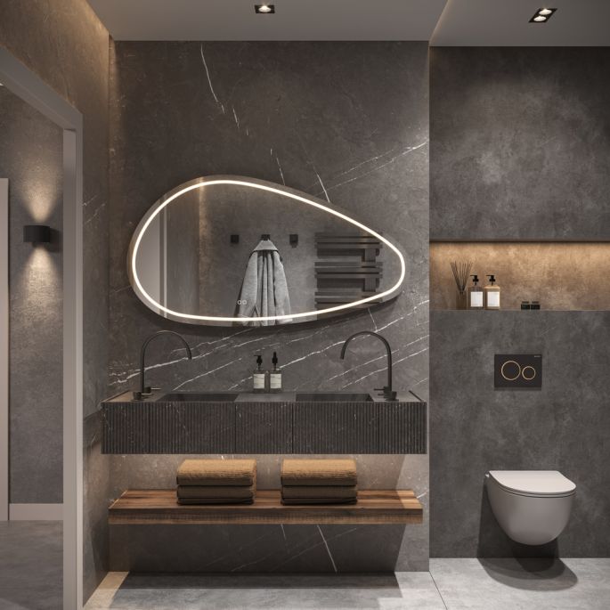 Phantom Mirrors Serie 010 010.100.65 organische LED spiegel, 100x65 cm met directe en indirecte led rondom