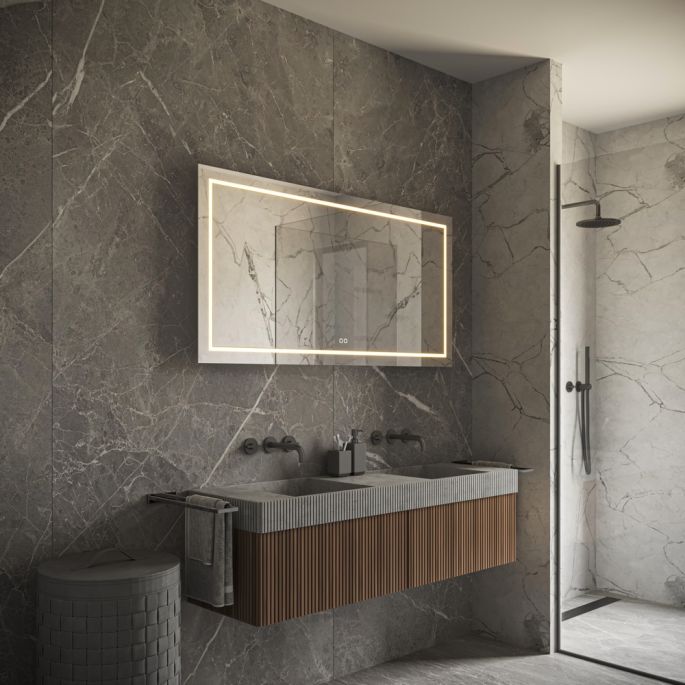 Phantom Mirrors Serie 001 001.100.70 rechthoekige LED spiegel, 100x70 cm met directe en indirecte led rondom