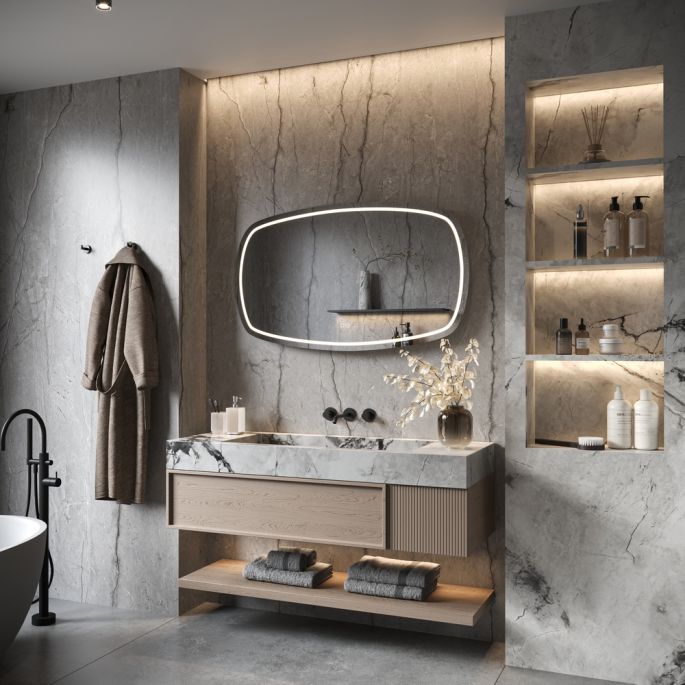 Phantom Mirrors Serie 007 007.120.70 Deens ovale LED spiegel, 120x70 cm met directe en indirecte led rondom