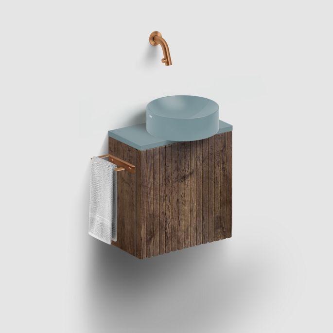 Clou Verti CL07106703664R fonteinonderkast met geribbelde deur, donker eiken, rechts